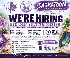 Temporary Event Workers Needed – Saskatoon Rock N’ Gem Show