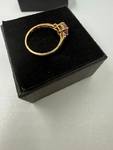 Women's 10K Gold Ring w Pink Topaz & Small Diamonds~Size 7 - Photo 3