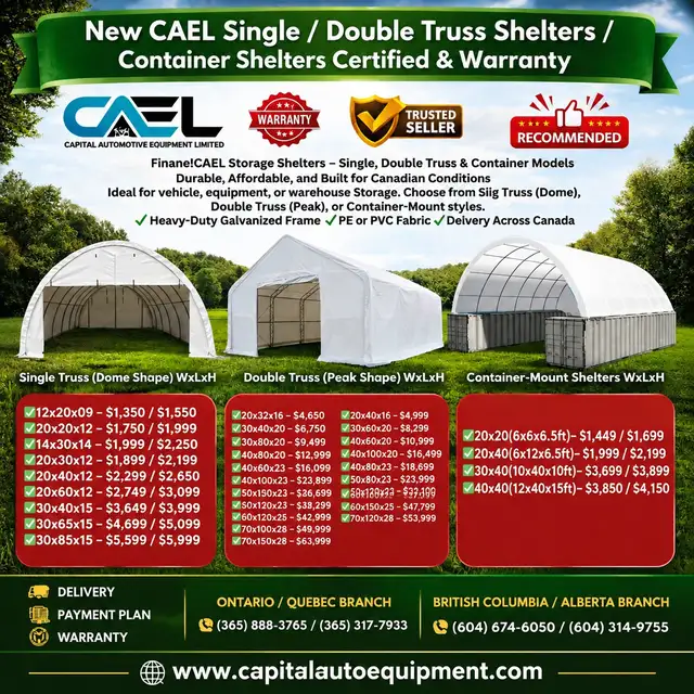 New CAEL Single / Double Truss Shelters / Container Shelters Cer
