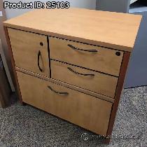 Light Maple Double Wide Pedestal Storage & Filing Cabinet 30' W