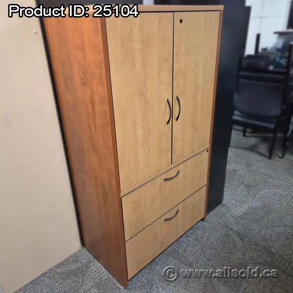 Light Maple 2 Door, 2 Drawer Storage & File Cabinet