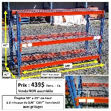 Étagère en racking 30''prof.x63''haut 3 niveaux 100'', grilles.