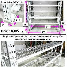 Étagère en racking 30''prof.x63''haut 3 niveaux 100'', grilles. - Photo 3