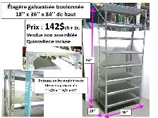 Étagère en racking 30''prof.x63''haut 3 niveaux 100'', grilles. - Photo 8
