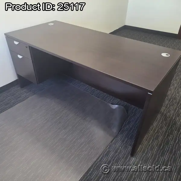 Espresso Straight Office Desk w/ Drawer Storage 66' x 30'