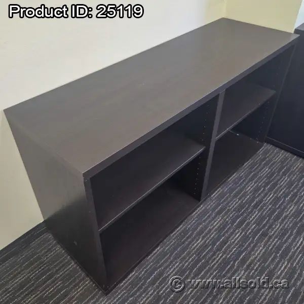 Espresso Double Wide Bookshelf Bookcase w/ Adjustable Shelves