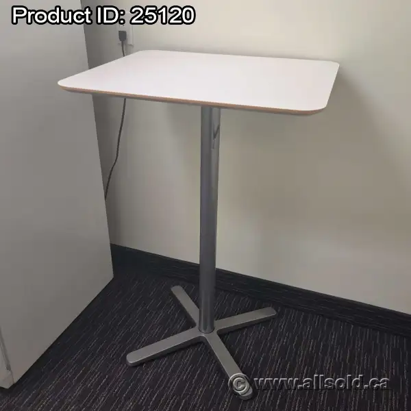 IKEA Billsta White Tall Bistro Bar Table w/ Silver Cross Base