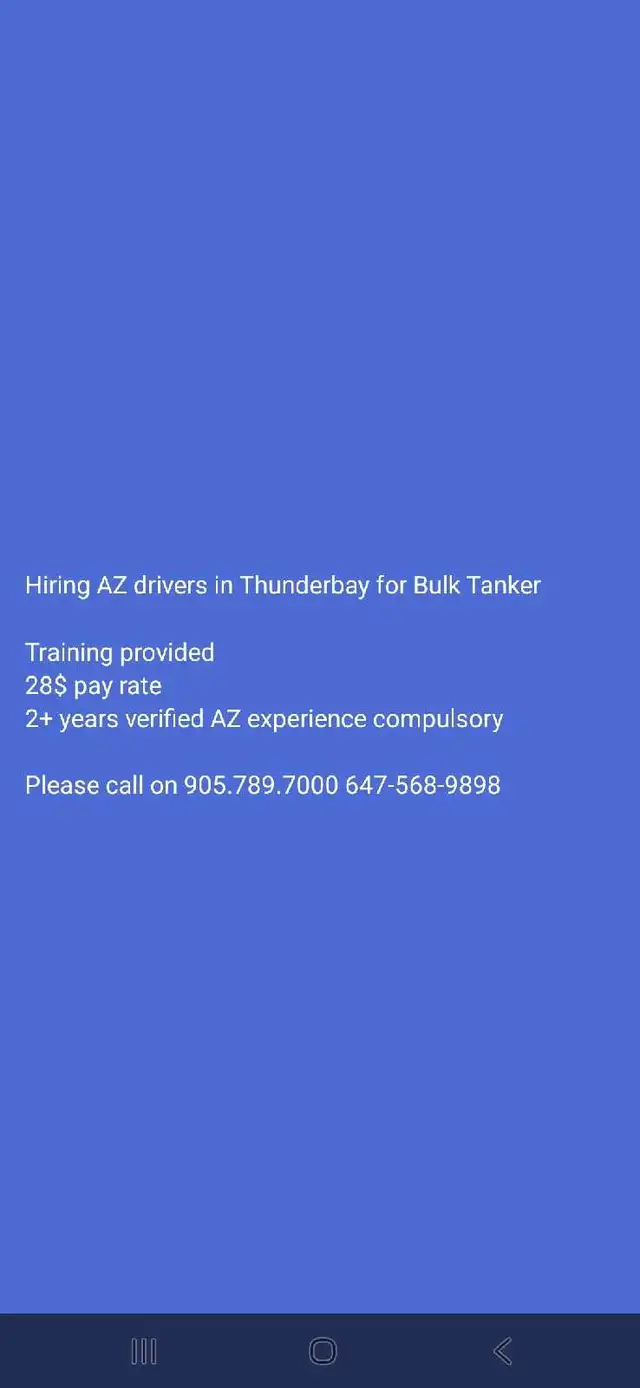 Hiring AZ drivers in Thunderbay