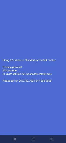 Hiring AZ drivers in Thunderbay