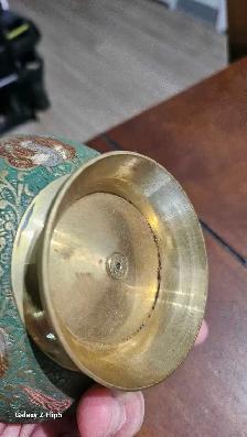 Bol sur pied/coupe vide poche vintage en laiton émaillée Pa - Photo 5