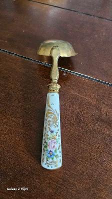 Louche/cuillère ancienne en laiton/brass et porcelaine - Photo 3