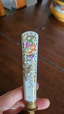 Louche/cuillère ancienne en laiton/brass et porcelaine - Photo 4