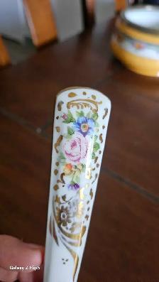 Louche/cuillère ancienne en laiton/brass et porcelaine - Photo 6