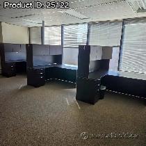 Espresso L Suite Office Desk w/ Drawer, Overhead Storage - Photo 3