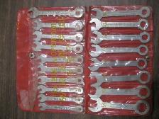 Vintage 18 piece slim box and open end wrench set, made in Japan