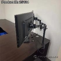 Black Dual Monitor Arm Stand w/ Clamp Mount