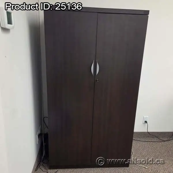 Espresso 2 Door Storage Cabinet 36 x 22 x 66 in.