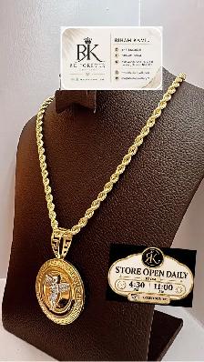 10K  yellow Gold Chain & Pendant # R 45 - Photo 2