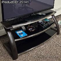 Black Curved 3 Tier TV Stand w/ Chrome Trim