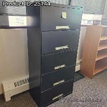 Black 5 Drawer Full Flip Front Lateral File Cabinet, Locking