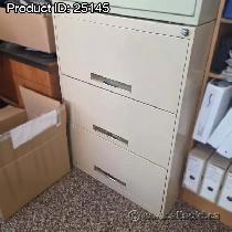Tan 3 Drawer Full Flip Front Lateral File Cabinet