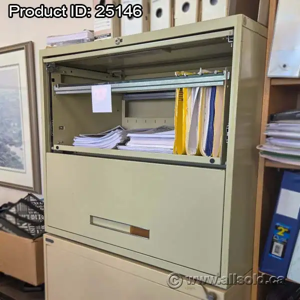 Beige 2 Drawer Full Flip Front Lateral File Cabinet