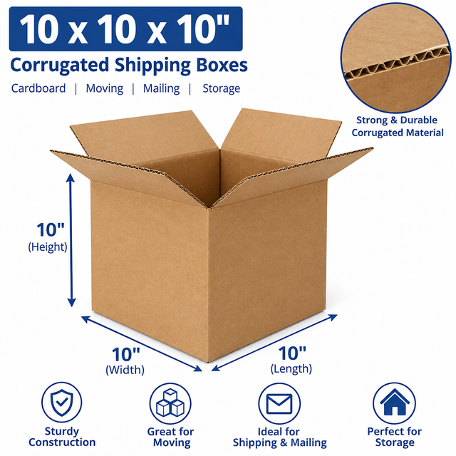 10x10x10 Cardboard Packing Shipping Corrugated Boxe-32 ECT