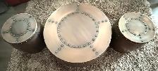 Round Antique Copper Finish Coffee Table & 2 Matching End Tables - Photo 2