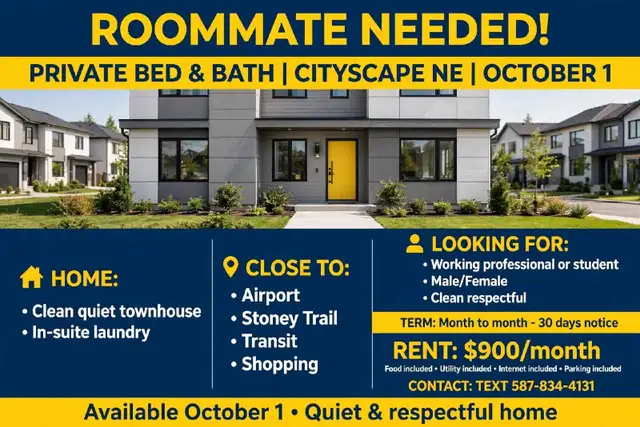 Private Room   Private Bath - Cityscape NE - $900 All Incl - Oc