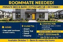 Private Room   Private Bath - Cityscape NE - $900 All Incl - Oc