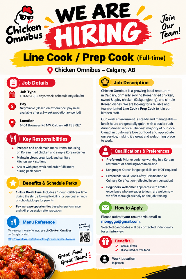 Hire Line Cook / Prep Cook (Full-time)