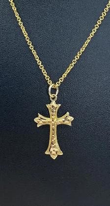 10K Gold Diamond Cut Cross Pandent