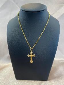 10K Gold Diamond Cut Cross Pandent - Photo 2