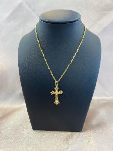 10K Gold Diamond Cut Cross Pandent - Photo 3