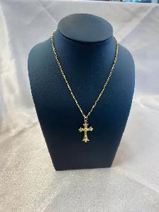 10K Gold Diamond Cut Cross Pandent - Photo 4