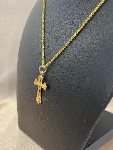 10K Gold Diamond Cut Cross Pandent - Photo 5