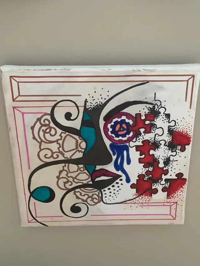 Original Mixed-Media Painting – Puzzle Face (18x24)