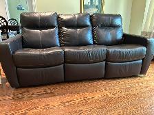 BLACK CUSTOM ALL SOFT LEATHER COUCH AND LOVESEAT SET FOR SALE !