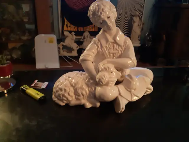 Boy and Lamb Sculpture