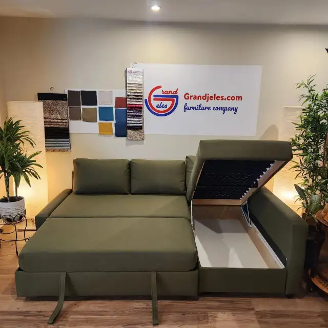 Olive green IKEA sectional sofa bed   FREE DELIVERY