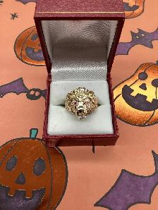 bague en or tête de lion