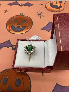 bague en or avec pierre verte - Photo 3