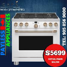 GE Café Commercial Style Range C2Y366P4TW2 36' Smart Dual-Fuel