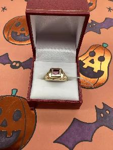 bague en or avec pierre rouge - Photo 2