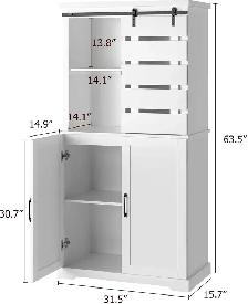 Brand New 63.5 inches White Kitchen Pantry Cabinet Special $199 - Photo 3