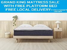 KING MATTRESS 11'POCKET COIL GEL FOAM WITH FREE PLATFORM BED.