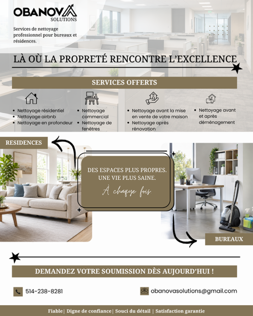 Service d'entretien ménager résidentiel et commercial