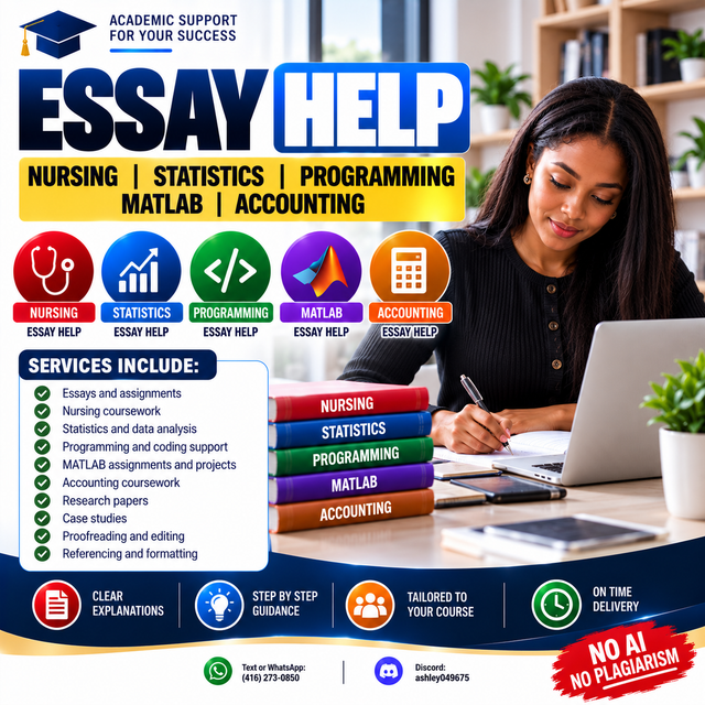 NURSING, STATISTICS, PROGRAMMING, MATLAB, ACCOUNTING ESSAY HELP
