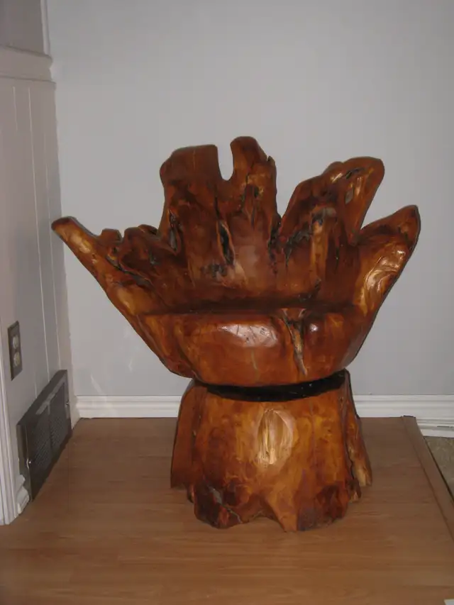 Fabulous Handcrafted Wood Swivel Chair