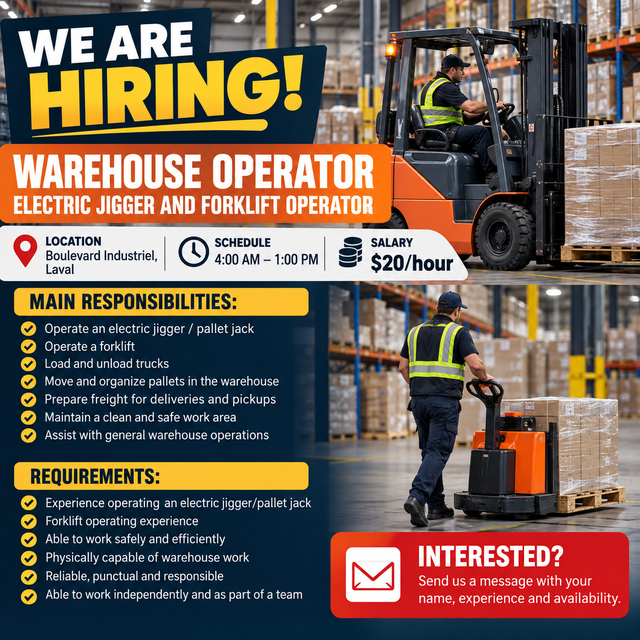 WAREHOUSE OPERATOR – LAVAL